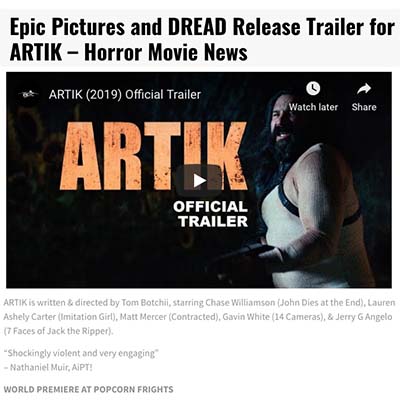 Epic Pictures and DREAD Release Trailer for ARTIK – Horror Movie News